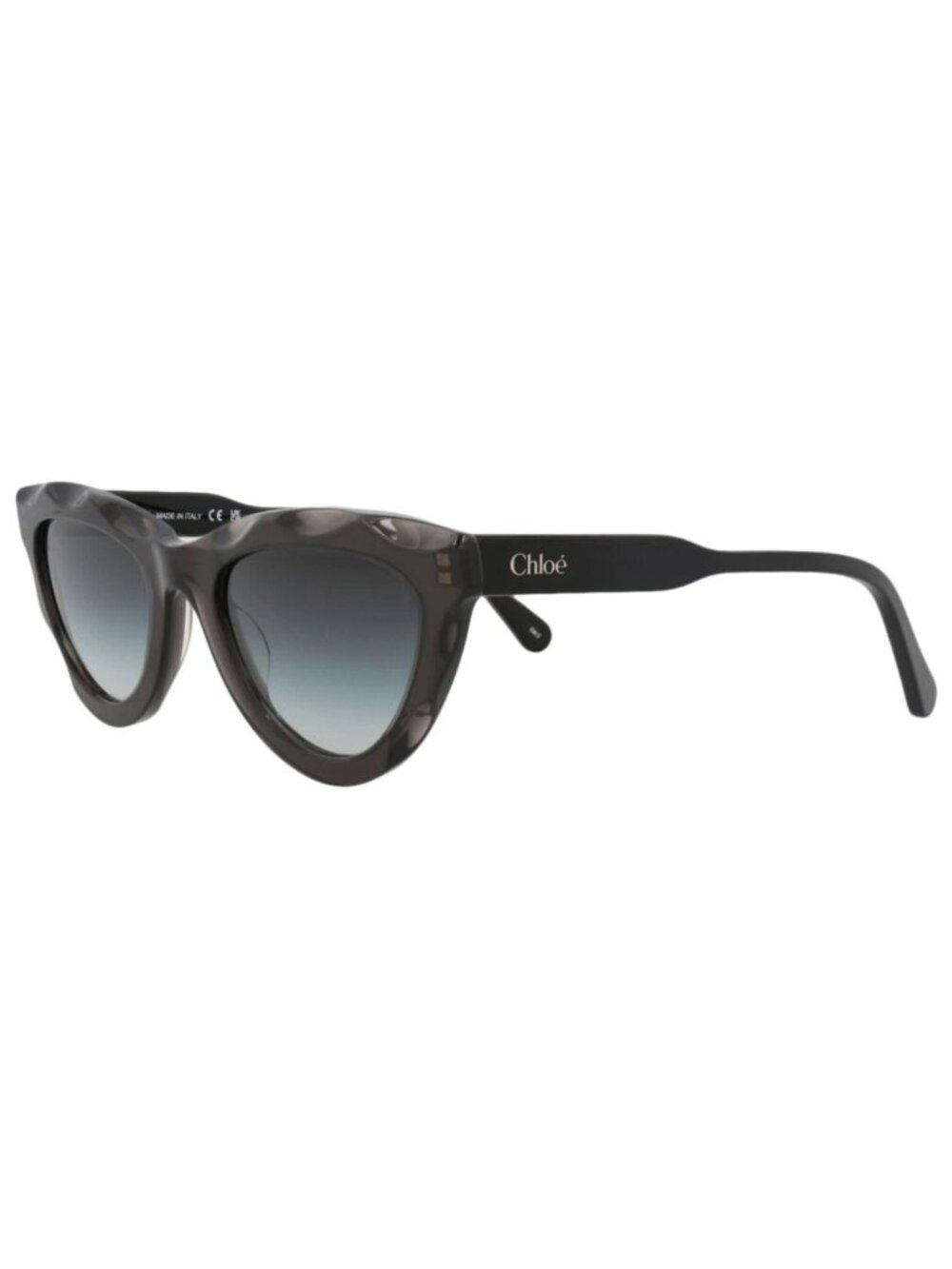 New Chloé Women's Sunglasses Cat Eye Recycled Acetate Frame Grey Black Grey